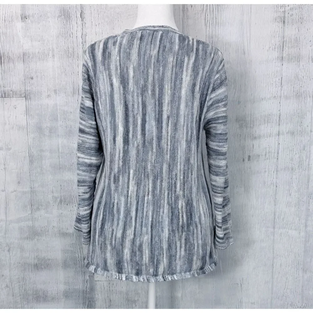J. Jill Pure Jill Linear Space-dyed Knit Sweater Women's M Blue 3/4 Sleeve